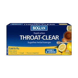 Bioglan Throat Clear Honey & Lemon 20 Lozenges