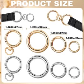8Pcs Gold and Silver Ring Holder Keychains, Jewellery Mental Keychain Clips Round Key Chain Rings Spring Carabiner Key Rings Decor, Keychain Rings for Crafts Bag DIY Jewellery Making Accessories