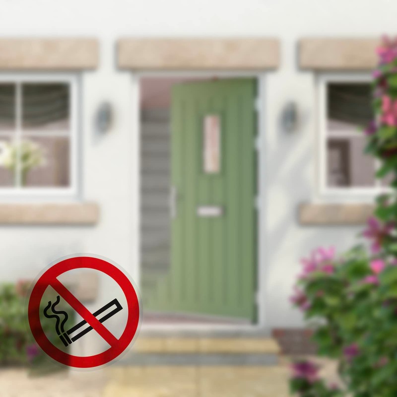 Pack of 6 signs, CLEAR No smoking symbol, Prohibition Window