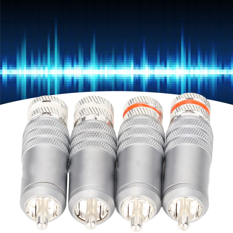 4pcs RCA Plug Silver Plated HIFI Solder RCA Connector Accommodates