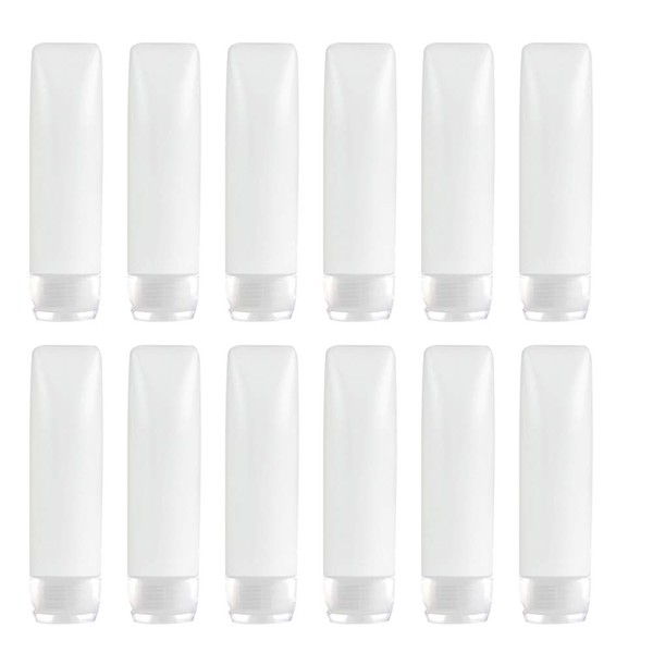 YXC PE Alcohol Gel Cream Tube Refill Travel Shampoo Push Bottle Set of 12 (30ML)