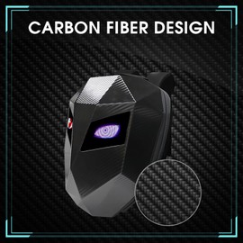 TEMSONE Carbon Fiber Motorcycle LED Knight Backpack with Full-color screen, Laptop Backpack, DIY programming Backpack, Riding Backpack for Store Helmet, Waterproof Luggage Bag for Travelling Camping