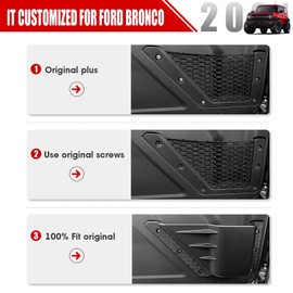 Mabett Front Door Storage Pockets for Ford Bronco Accessories 2021 2022 2023 2024 2025 2026, Side Door Organizer Box fit Bronco 2/4-Door, Insert Cup Holder(2PCS)