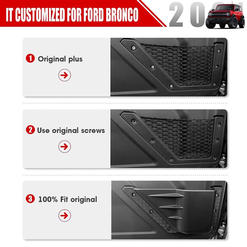 Mabett Front Door Storage Pockets for Ford Bronco Accessories 2021