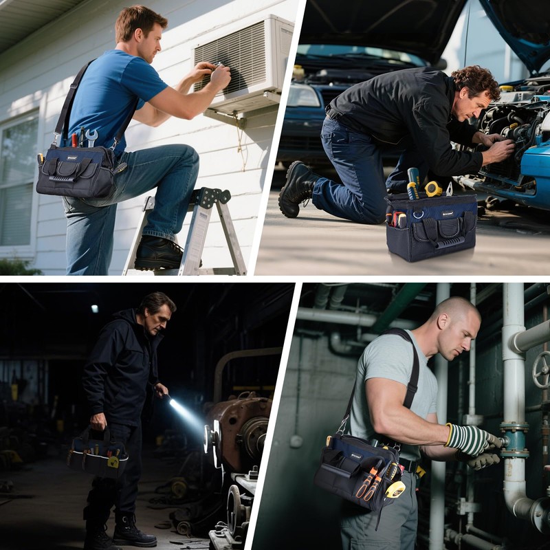 TICONN Heavy Duty Tool Bag with Multi-Pockets, Portable Tool Box