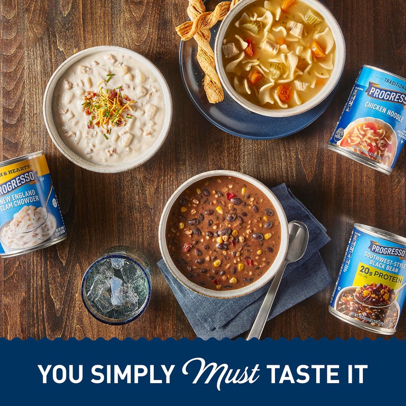 Progresso Protein Hearty Grain Vegetable Soup, Vegetarian Canned Soup, 19