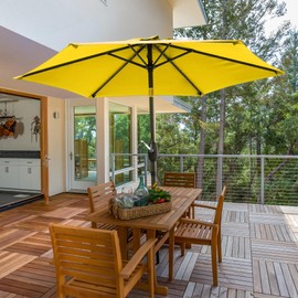 SANLUCE 7.5ft Outdoor Umbrella Patio Umbrella Heavy-Duty Round umbrella outdoor patio with Push Button Tilt and Crank, 2-Year-Non-Fading,Yellow