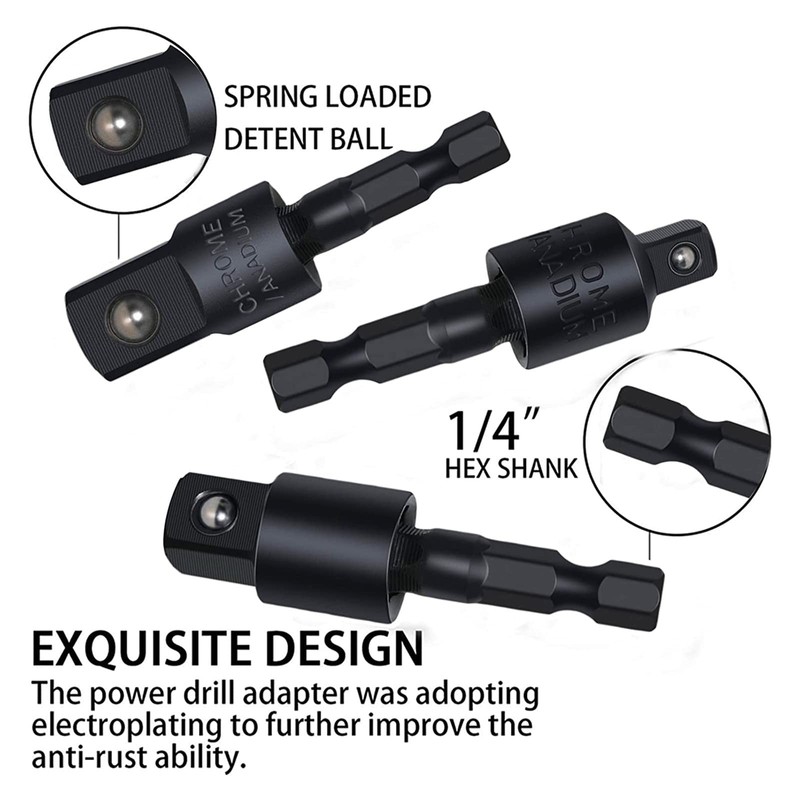 17Pcs Flexible Drill Bit Extension, Include 3Pcs Rotatable Socket Adapter