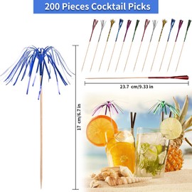 Fishing Fun Pack of 200 Cocktail Picks, Cocktail Picks, Cocktail Fireworks Sticks, Cocktail Decoration for Cocktail Party Decoration, Colourful Fruit Toothpicks, Palm Trees, Parties, Christmas