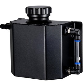 YIEXOVA Coolant Overflow Tank, Aluminum Coolant Radiator Tank, Reservoir Expansion Tank, Universal Coolant Reservoir (Black, 1L)