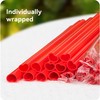 Prurex 100pcs Heart-Shaped Candy Apple Red Straws，Individually Wrapped for Boba