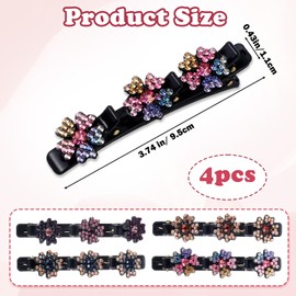 Xinjoduz 4 PCS Sparkling Crystal Stone Braided Hair Clips, 2024 New Hair barrettes Small Rhinestone Hair Clips for Women, Shiny Elegant Hair Styling Clips, Braid Hair Duck Bill Clips Hair Accessories