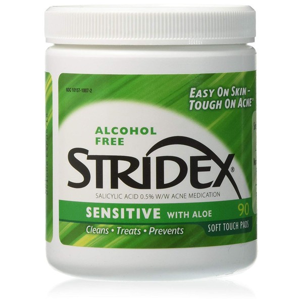 Stridex Daily Care Acne Pads with Salicylic Acid, Sensitive with Aloe 90 ea