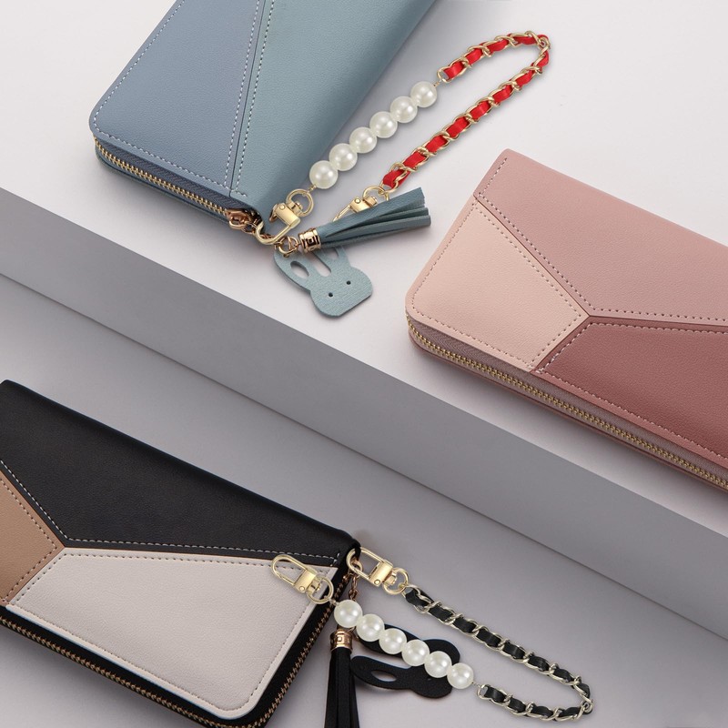 sourcing map Leather Wristlet Strap, 350mm/14-inch Imitation Pearl Short Handle
