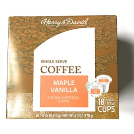 Harry & David Maple Flavored Coffee - 18 Single Serve Coffee Pods Per Box – Various Flavor Options (Maple Vanilla)