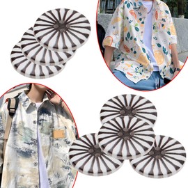 eMagTech 50pcs Buttons Wooden Flower 4 Holes Round Wood Buttons Accesories for Clothes Knitwear Decoration Jewelry DIY Creative Design, Black & White