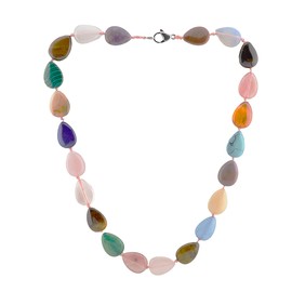 Treasure Bay Women's Gemstone Necklace - Handmade 12x18mm Teardrop Shape Natural gemstone Beaded necklace for Women Ladies and Girls (Multicolour)
