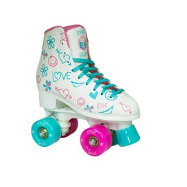 Epic Skates Frost Quad Roller Skates, White, Kids Size 3