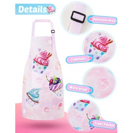 WERNNSAI Kids Aprons - Cupcake Kids Art Aprons for Girls Waterproof Toddler Chef Aprons for Cooking Baking Painting Gardening Adjustable Bib Apron for Kids with Pocket Kitchen Classroom Art Smocks
