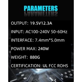 240W Laptop Charger for Dell Precision 7680 7450 7760 7520 7530 7560 7510 7710 7720 7730 7740 7750 7770 7780 7670 3540 3520 M4800 M4400 M6700 M4500 M4600 M4700 Power Adapter