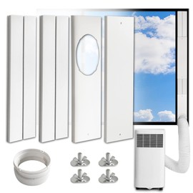 Portable AC Window Vent Kit - Complete Air Conditioner Window Kit, Adjustable PVC Window Seal Kit Panels Up to 60 Inches, for Universal Thread AC Exhaust Hose of 5.1" and 5.9" Diameter