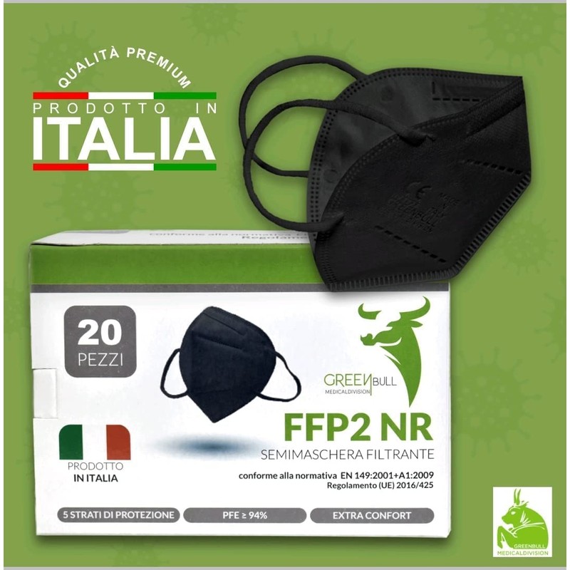 PERISTEGRAF Black FFP2 Masks Pack of 20 - CE 2233
