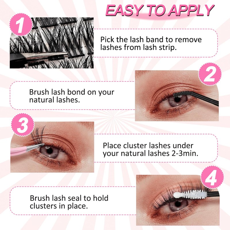 DIY Eyelash Extensions Set, Fluffy Volume Eyelashes, Individual False Eyelash