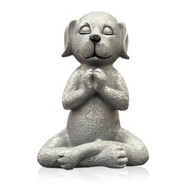 Umisun Meditating Buddha Dog Statue - 4.8 Inches Resin Yoga Figurine - Cute Funny Zen Animal Tabletop Decor for Patio, Terrace, Lawn and Outdoor Garden