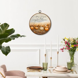 JUIOEIU Christian Fall Pumpkin Round Wall Decor, Vintage Bible Verse Harvest Autumn Pumpkin Wildflower Framed Canvas Prints, Religious Wall Art Hanging Decorations for Home Bedroom Decor, 10x10in