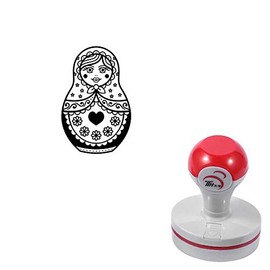 Seasonstorm Russian Matryoshka Dolls Self-Inking Photosensitive Planner Scrapbooking Stamps for Card Making Bullet Journal Art Supplies Round 1.6 inches Black Ink (SA102)