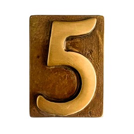 L'Artistica F.LLI PERINCIOLI | Brass House Numbers for Plate or Wall Suitable for Houses Number 5 8 x 6 cm