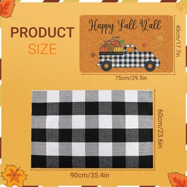 2 PCS Happy Fall Yall Doormat Truck with Pumpkins Fall Decorative Doormat Black and White Buffalo Checkered Rug Fall Welcome Mat for Indoor Outdoor Front Back Doormat