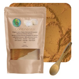 Ecogenya Continental Lion's Mane (hericium erinaceus) Mushroom Extract Powder - | 100:1 Concentration (50 Grams)