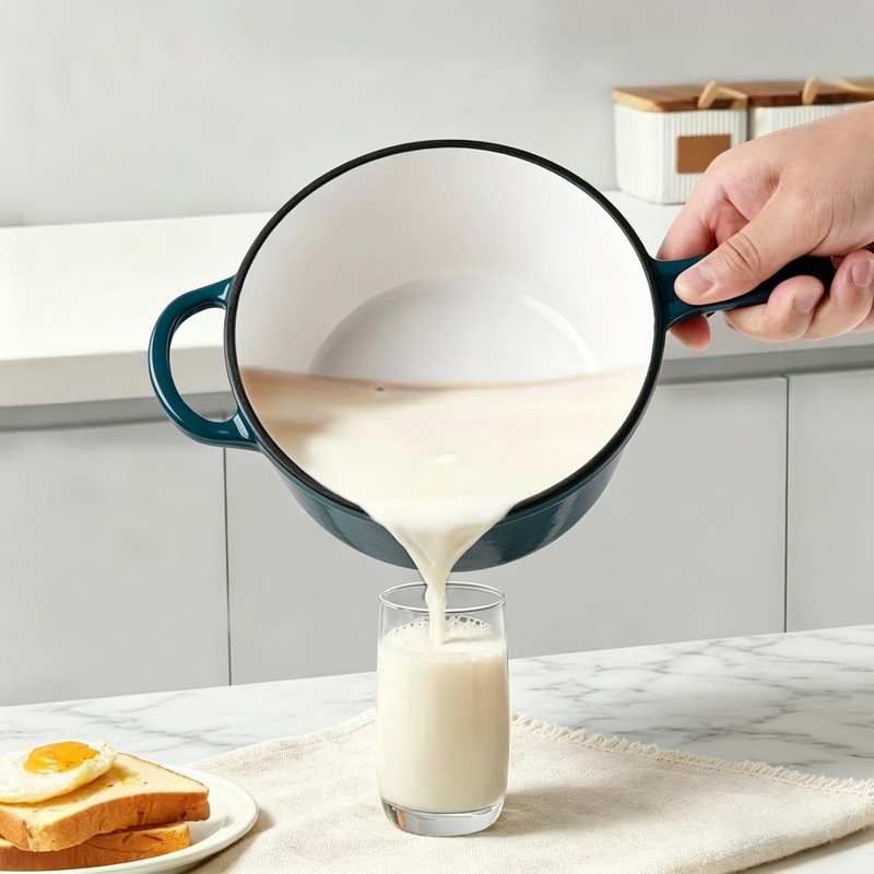 Davnjcka Enameled Cast Iron Saucepan, Non Stick Sauce Pan with