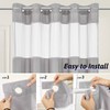 Ringless Shower Curtain with Sheer Mesh Top Window,Extra Long 96