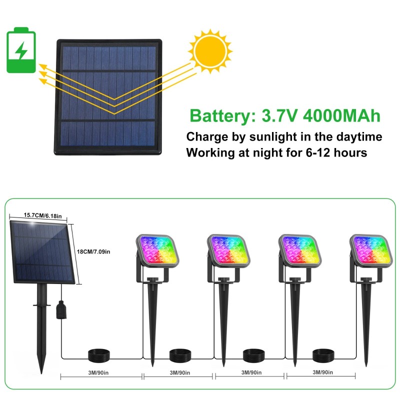 T-SUN Solar Spot Lights Color Changing LED Outdoor Garden Pathway