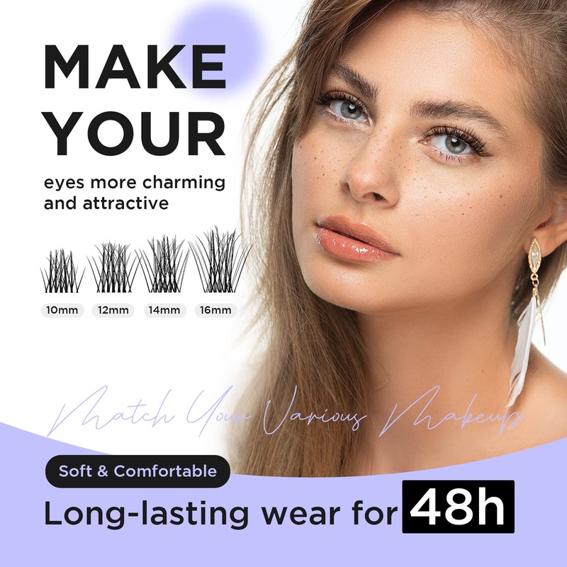 BEYELIAN Cluster Lashes, DIY Eyelash Extension Lash Clusters Individual False