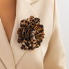 HUANGANG Leopard Print Flower Duckbill Clip Brooch Exaggerated Floral Shaped