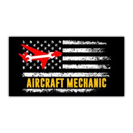 BAVAHA Aircraft Mechanic Sticker USA Flag Airplane Technician Aviation Gifts Aircraft Technician Sticker Maintenance Decoration Graphic for Car Truck Toolbox Bumper Laptop [7.5"x3.75"]