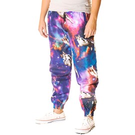 Funny Guy Mugs Space Cat Windbreaker Pants, X-Large