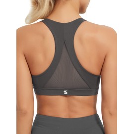 Stelle Sports Bras for Women, Yoga Workout Running Gym Activewear Crop Bras with Wide Strap (Charcoal-2,M)