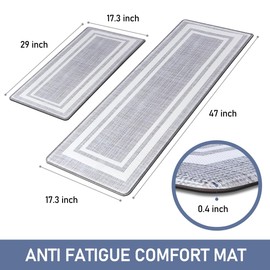 WEZVIX Anti Fatigue Kitchen Floor Cushioned Standing Mat Set, 1/2 Inch Thick Non Skid Waterproof PVC Memory Mats for Floor Sink Office Laundry, White