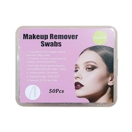 Cotton Makeup Remover Swabs,Cotton Swabs,Eye & Lip Sticks Remover,Liquid-Filled Makeup Remover Swabs Disposable Cotton Swabs for Eye/Lip/Eyebrow/Eyelash Makeup (pack of 50)
