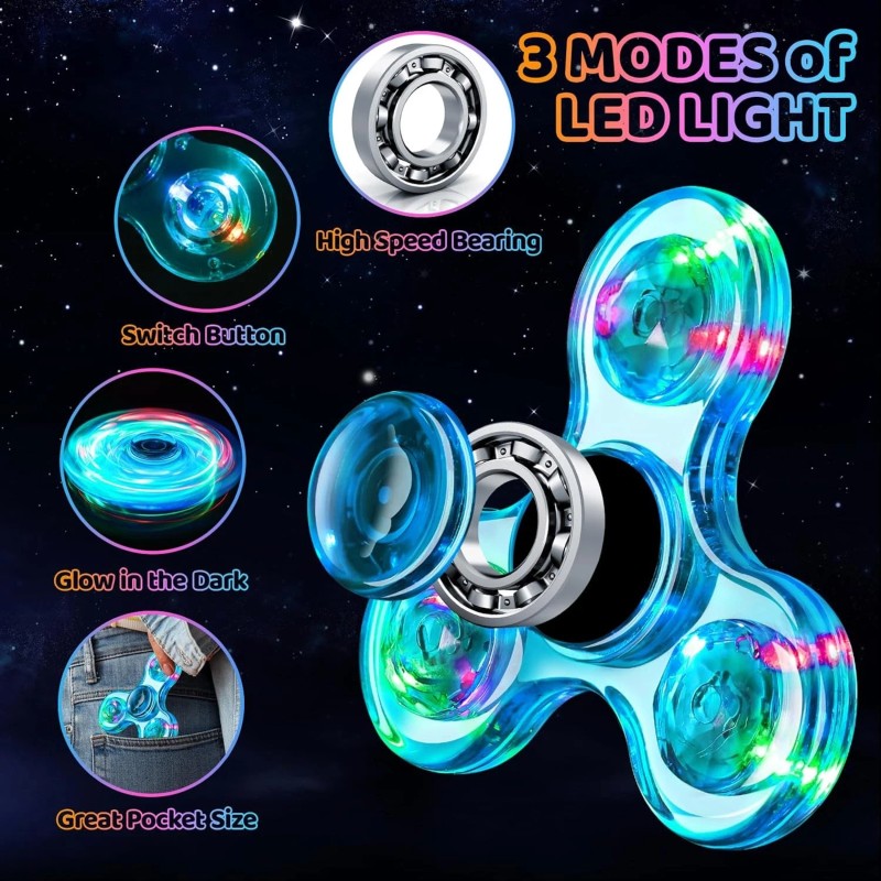 Fasray 2 PCS Light-Up Fidget Spinners for Kids & Adults,