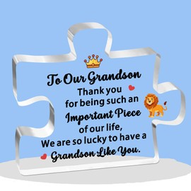 FMCC To Our Grandson Gifts from Grandma and Grandad Grandson Birthday Gifts Acrylic Plaque Grandson Gifts for Boys Christmas Graduation Gifts for Grandson