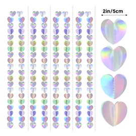 G2PLUS 12m Iridescent Heart Garlands,3D Holographic Party Garlands, Hanging Heart Decoration Banner, Rainbow Twinkle Paper Banner for Themed Parties, Bedroom Décor, or Special events.