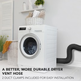 TerraBloom Flexible 4 Inch Ducting - Black 8 Feet Flex Aluminum Duct with 2 Clamps – 4 Layer HVAC Ventilation Air Hose - Great For Grow Tents, Dryer Rooms, House Vent Register Lines