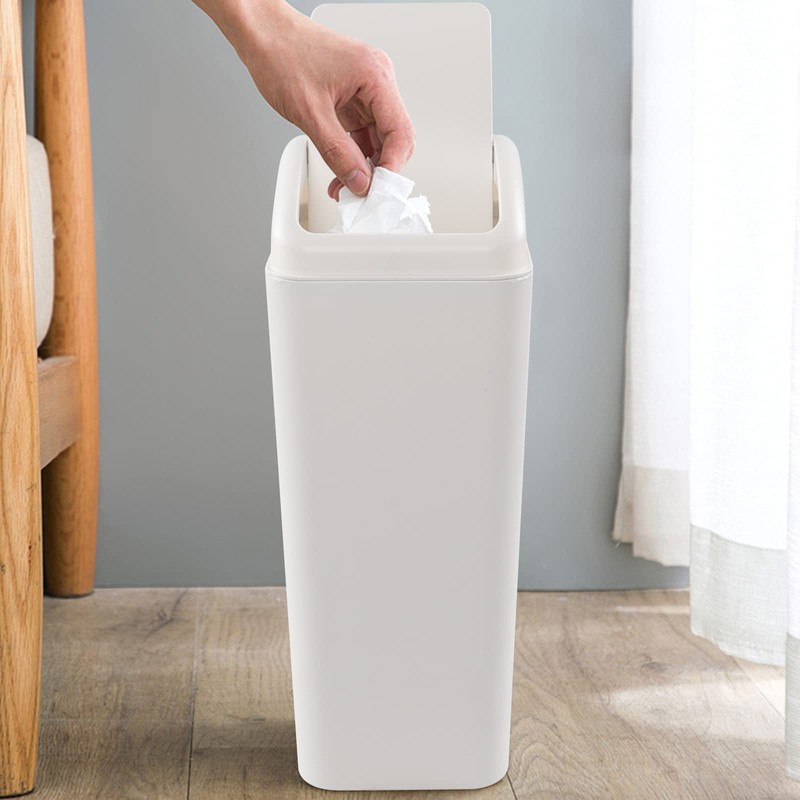 Ucake 14 L Trash Bin with Swing Lid, Plastic Slim