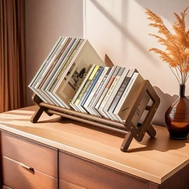 Yueylf Simple Book Storage Rack Bookstand, Desktop Students Solid Wood Small Book Shelf bookend, Desktop Organizer for Books and Magazines (Brown)