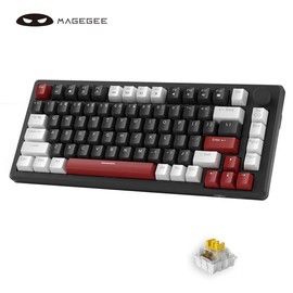 Magegee STAR75 Mechanical Gaming Keyboard with Knob Control, Backlit Wired Gaming Keyboard with Switch, EVA Silent Portable Suitable for PCs, Stocking Fillers Gift, Men Gifts - Color: White, Specification: 1 Piece